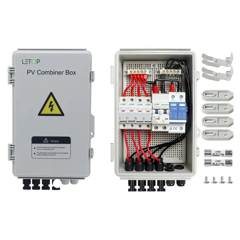 Caja combinadora solar fotovoltaica de 4 cadenas 4 entradas 2 salidas