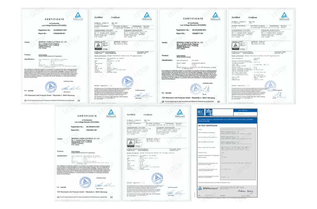 Certificates of DC Surge Protective Device