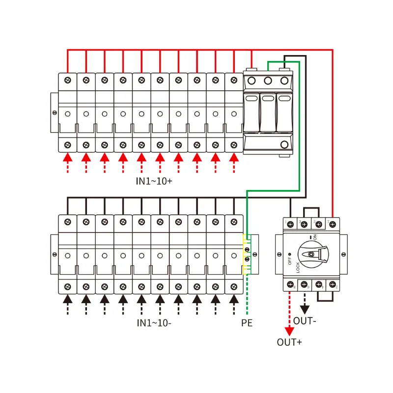 10 String Input 1 String Output DC 1000V Metal Box with Isolator