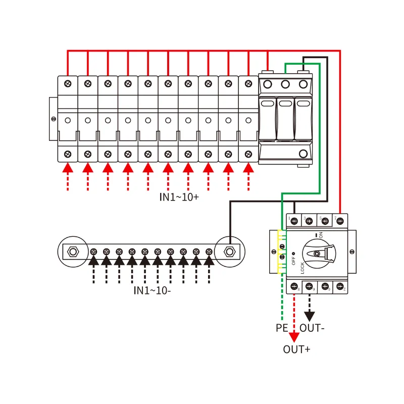 10 String Input 1 String Output DC 1000V Metal Box with Isolator (Economy Type)