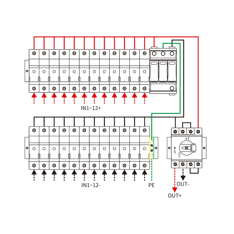12 String Input 1 String Output DC 1000V Metal Box with Isolator
