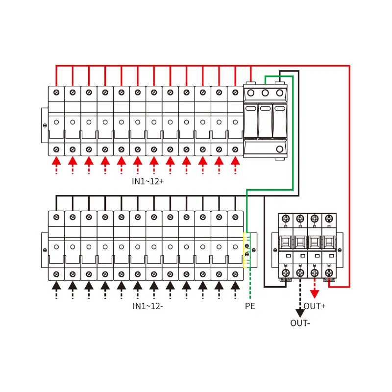 12 String Input 1 String Output DC 1000V Metal Box with MCB
