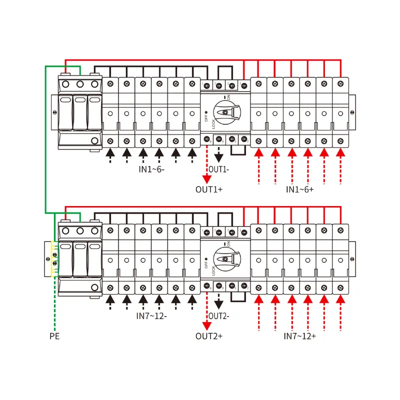 12 String Input 2 String Output DC 1000V Metal Box with Isolator