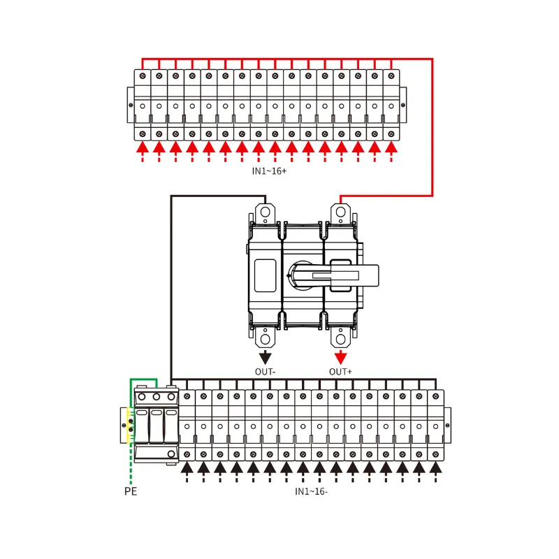 16 String Input 1 String Output DC 1000V Metal Box with disconnector