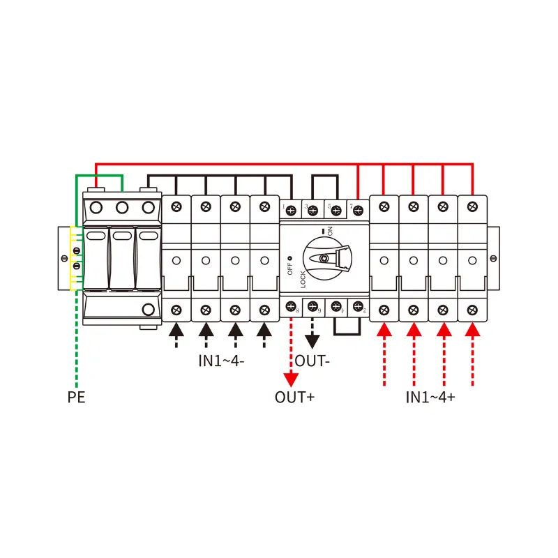 4 String Input 1 String Output DC 1000V Metal Box with Isolator