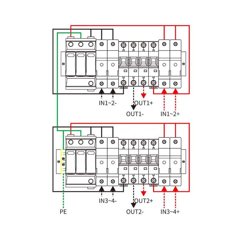 4 String lnput 2 String Output DC 1000V Metal Box with MCB