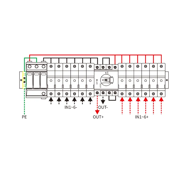 6 String Input 1 String Output DC 1000V Metal Box with Isolator