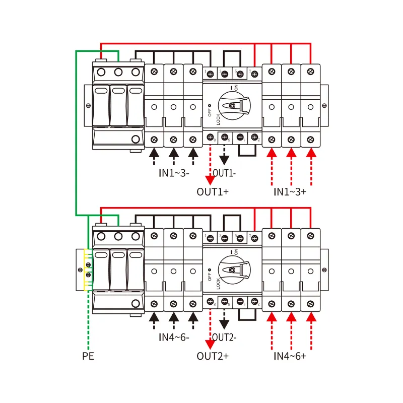 6 String Input 2 String Output DC 1000V Metal Box with Isolator