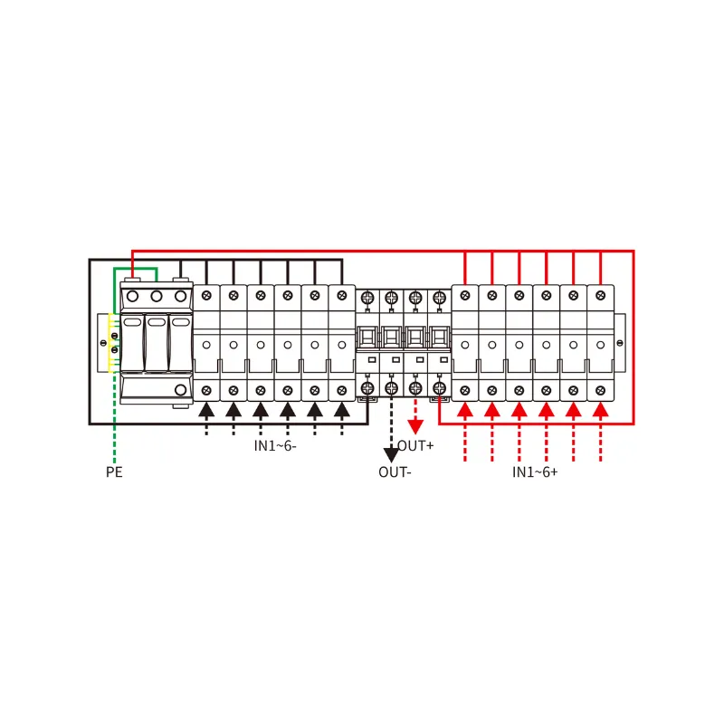 6 String lnput 1 String Output DC 1000V Metal Box with MCB