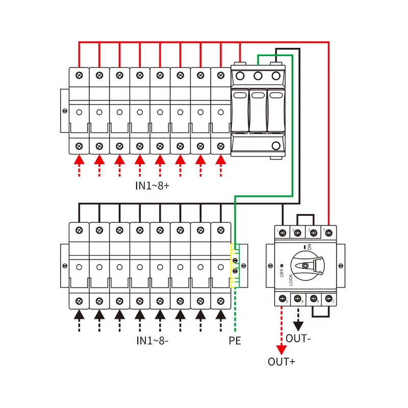 8 String Input 1 String Output DC 1000V Metal Box with Isolator