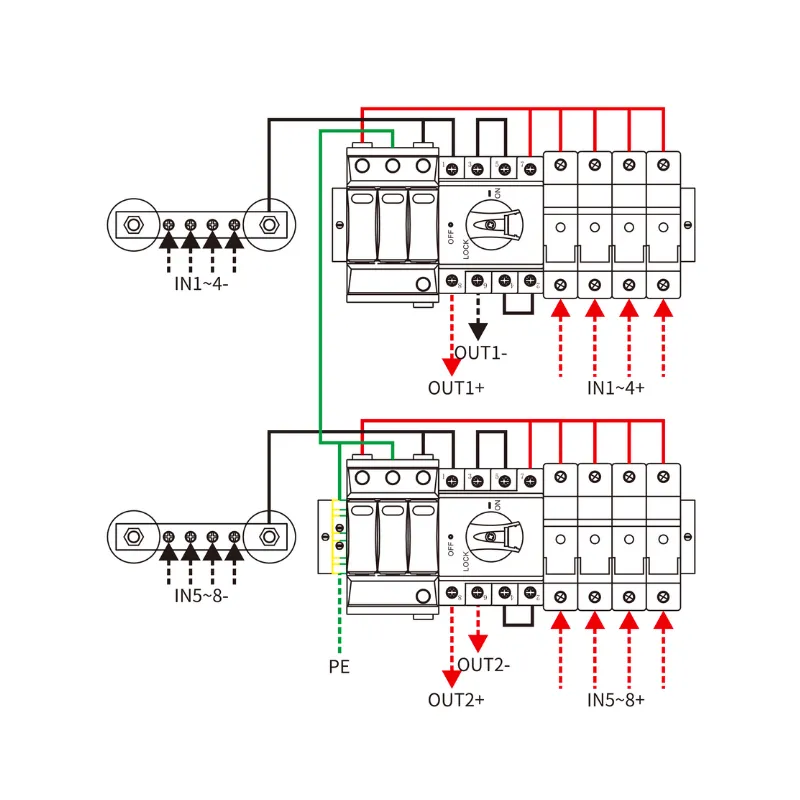 8 String Input 2 String Output DC1000V Metal Box with Isolator (Economy Type)